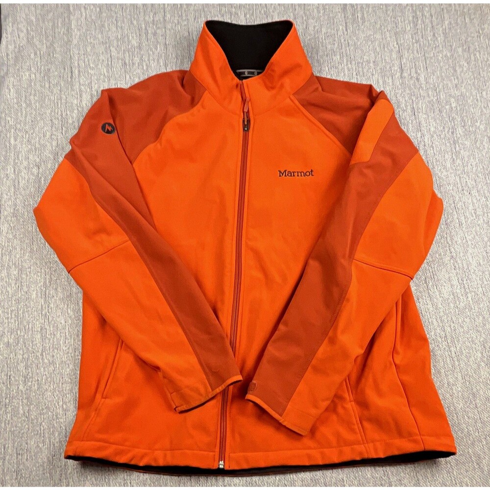 Marmot Mens Orange Softshell Jacket Full Zip Stand-Up Collar XXL Chest